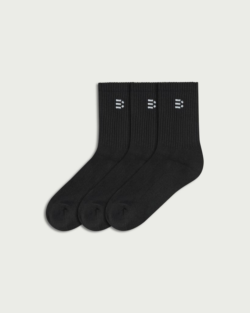 F&F Active 3-Pack Cotton Rich Ribbed Socks in Black