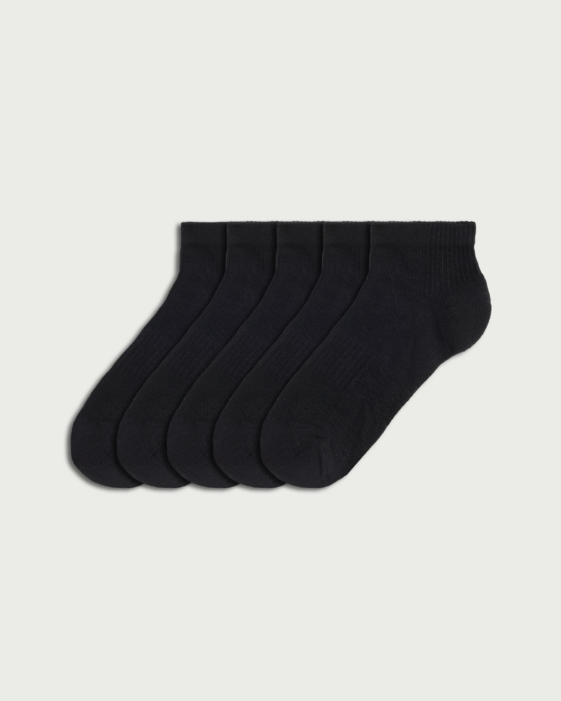 F&F Active 5-Pack Cotton Rich Trainer Socks in Black