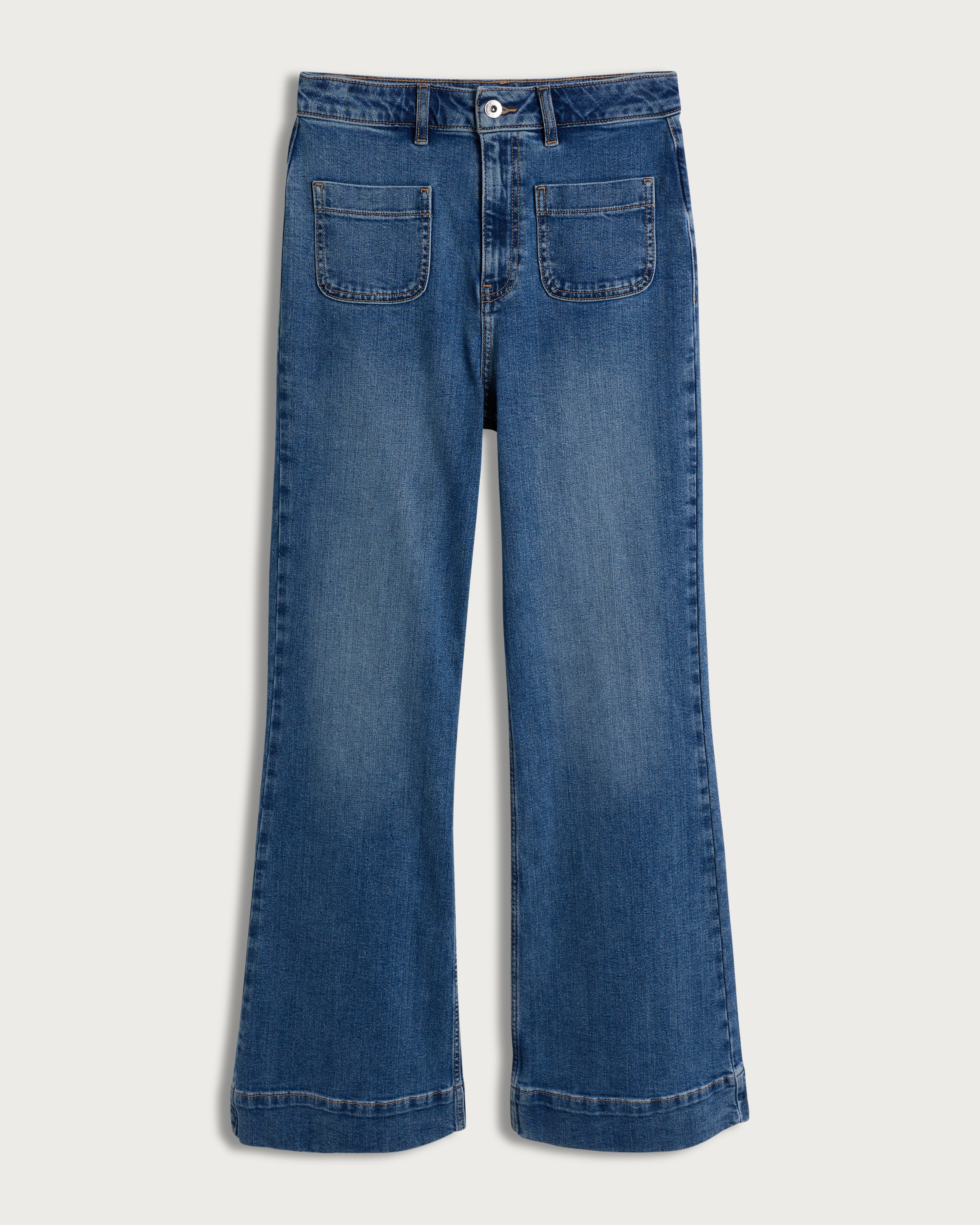 F&F Wide Leg Patch Pocket Jeans in Blue