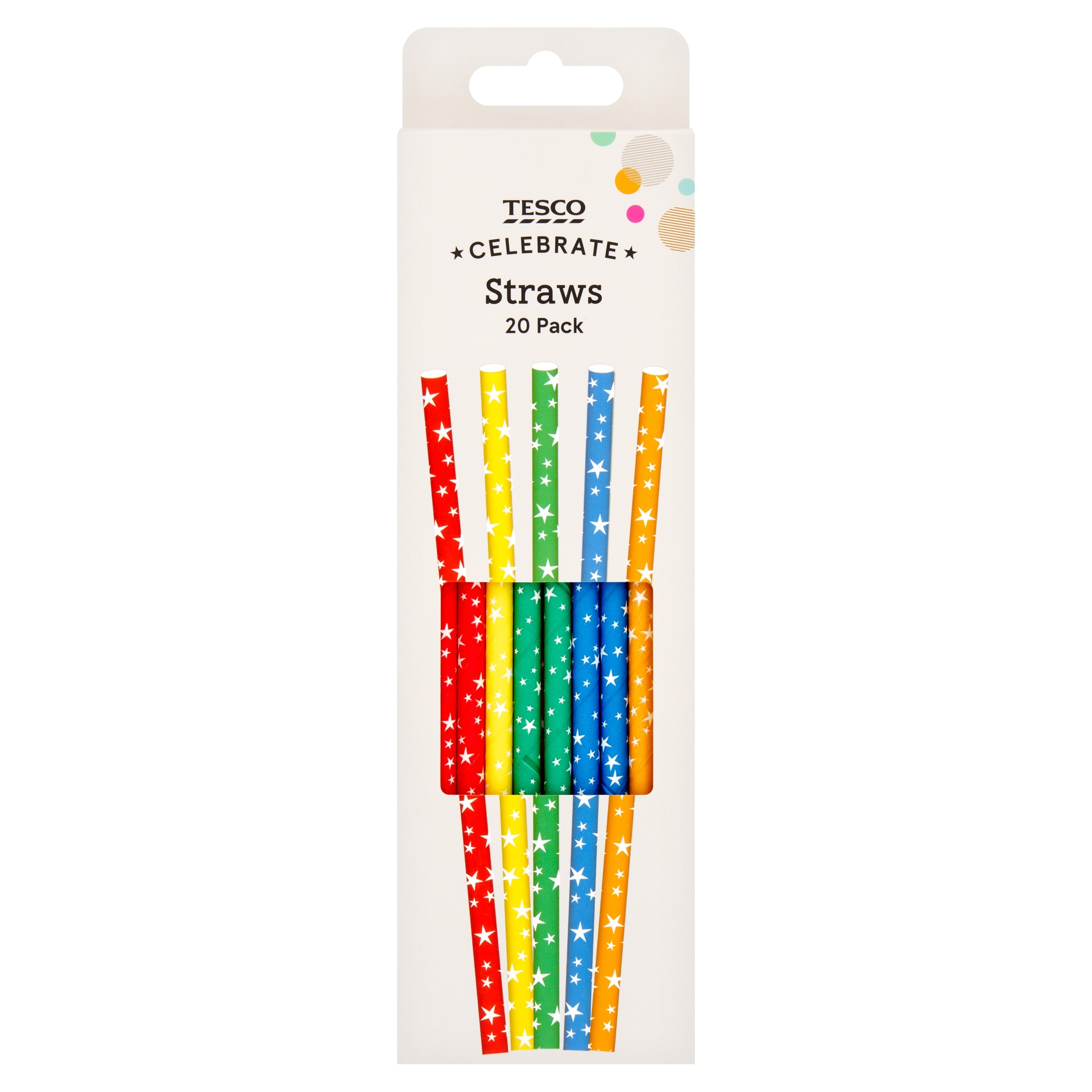 Tesco Rainbow Paper Straws 20 Pack