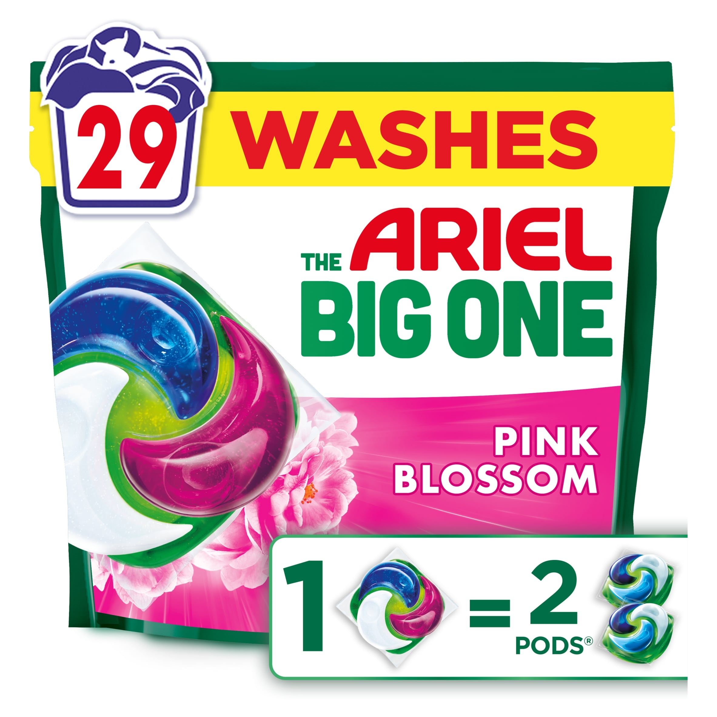 Ariel The Big One Pink Blossom Washing Liquid Pods 29 Washes 1052.7g