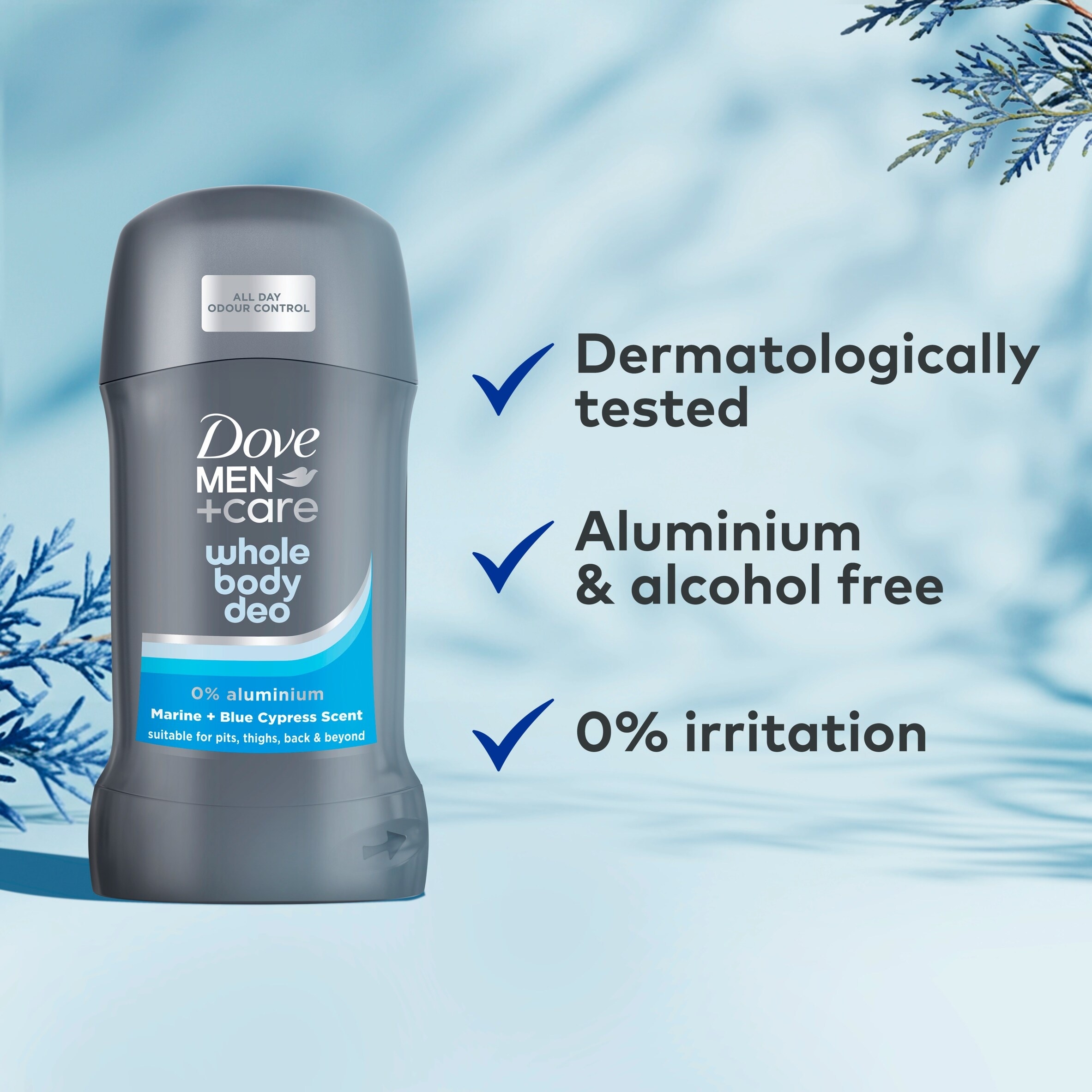 Dove Men+Care Marine & Blue Cypress​ 48h Whole Body Deodorant Stick 50ml thumbnail 3