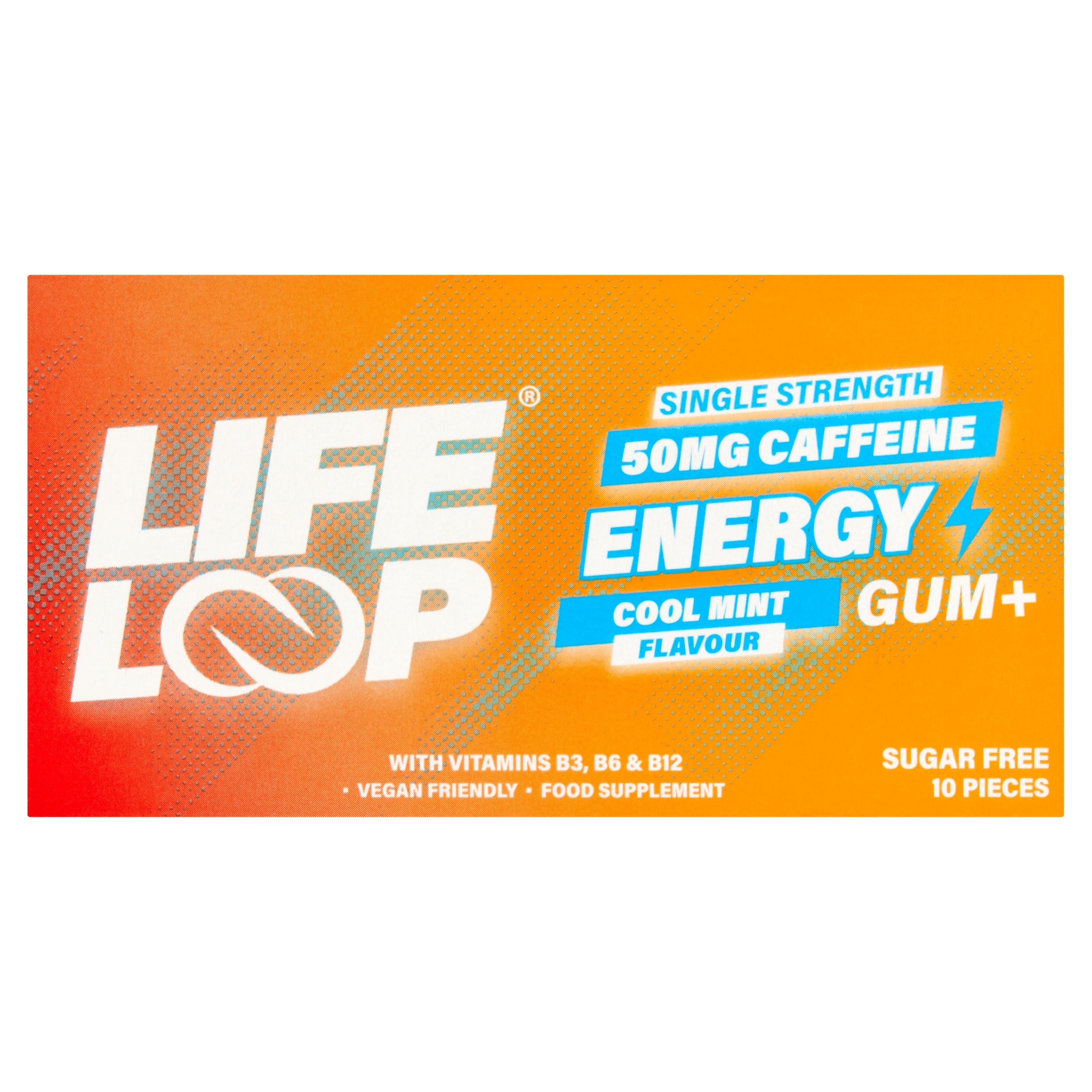 Life Loop Energy 50mg Caffeine Cool Mint Gum 10pieces
