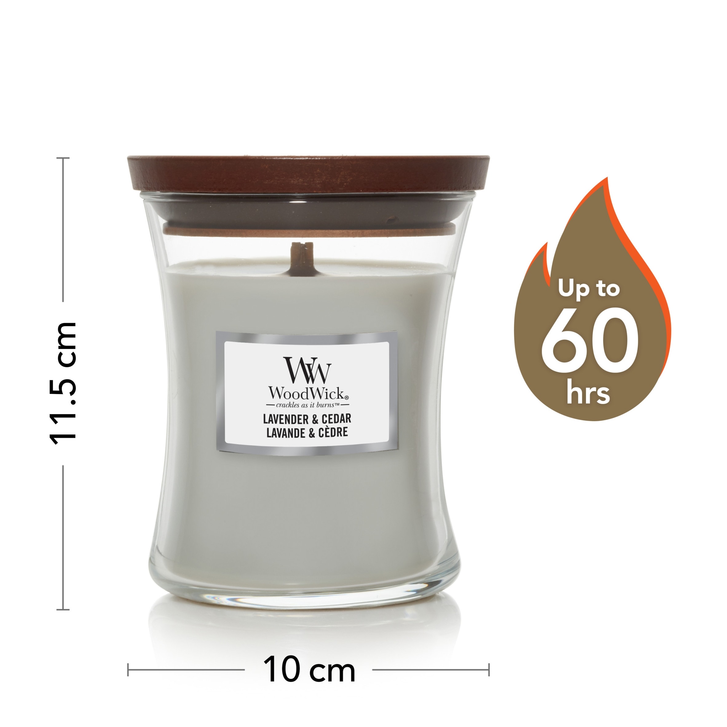 Woodwick Lavender and Cedar Medium Hourglass Candle 275g thumbnail 3