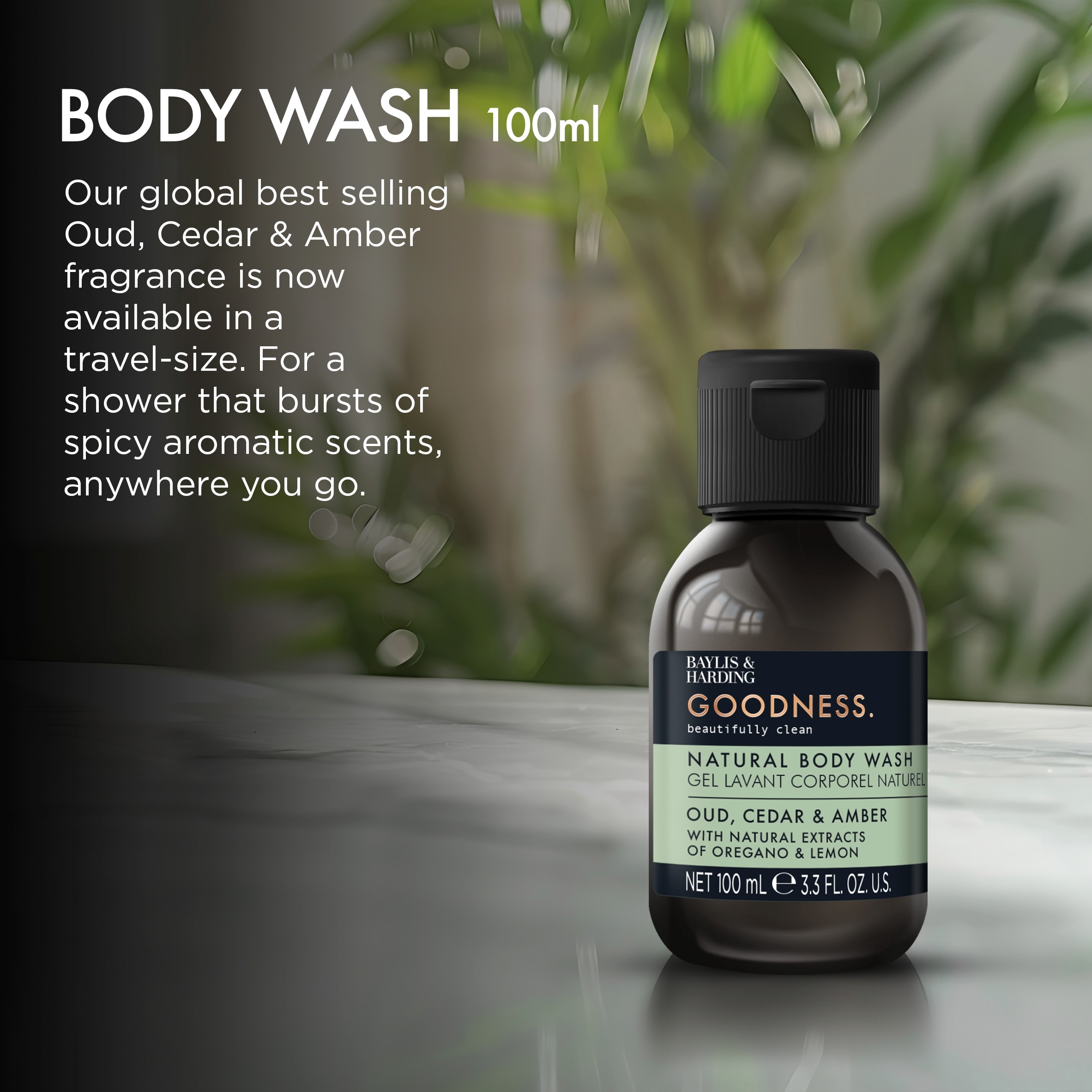 Baylis & Harding Goodness Oud, Cedar & Amber 100ml Body Wash thumbnail 2