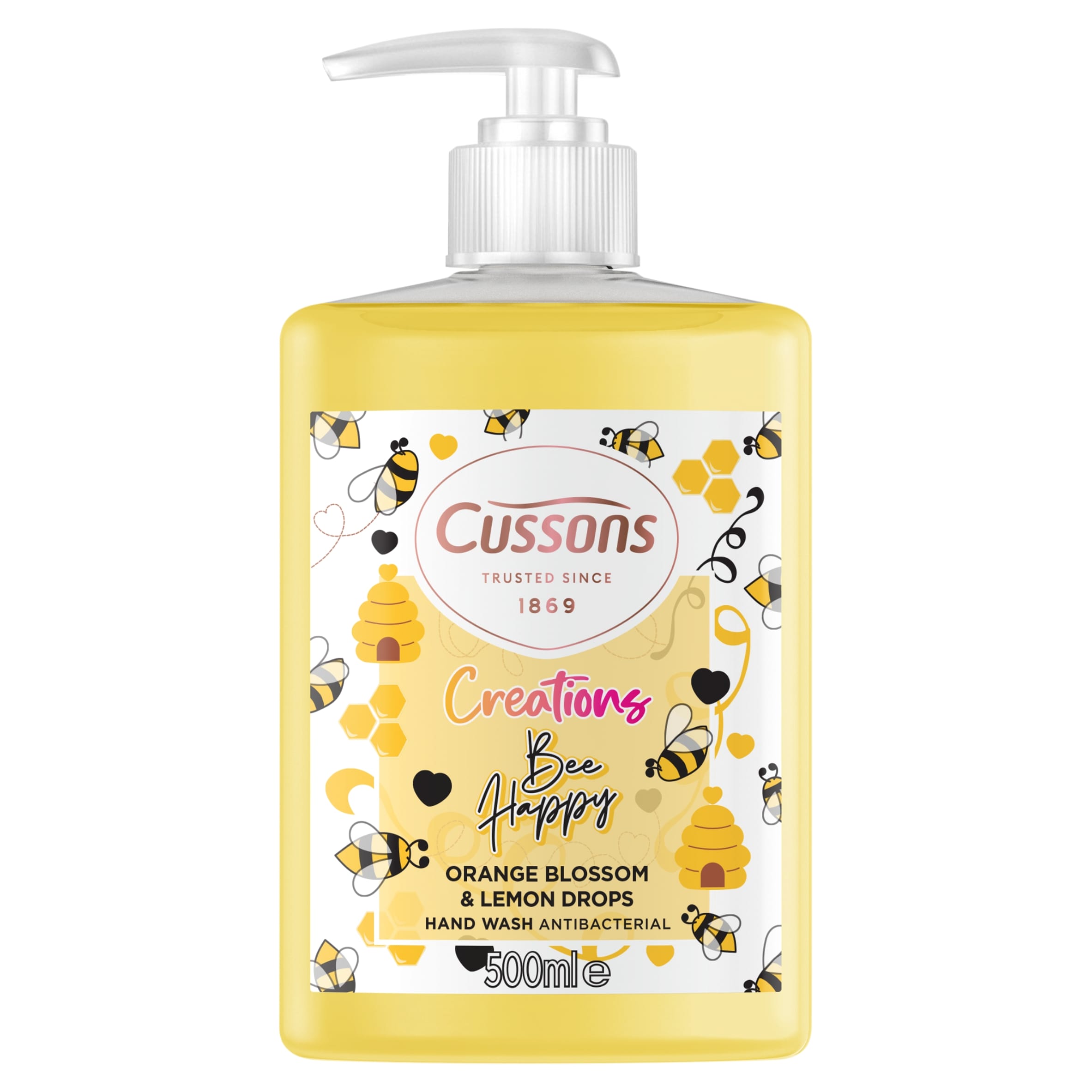 CUSSONS CREATIONS BEE HAPPY ORANGE BLOSSOM & LEMON DROPS HANDWASH 500ML