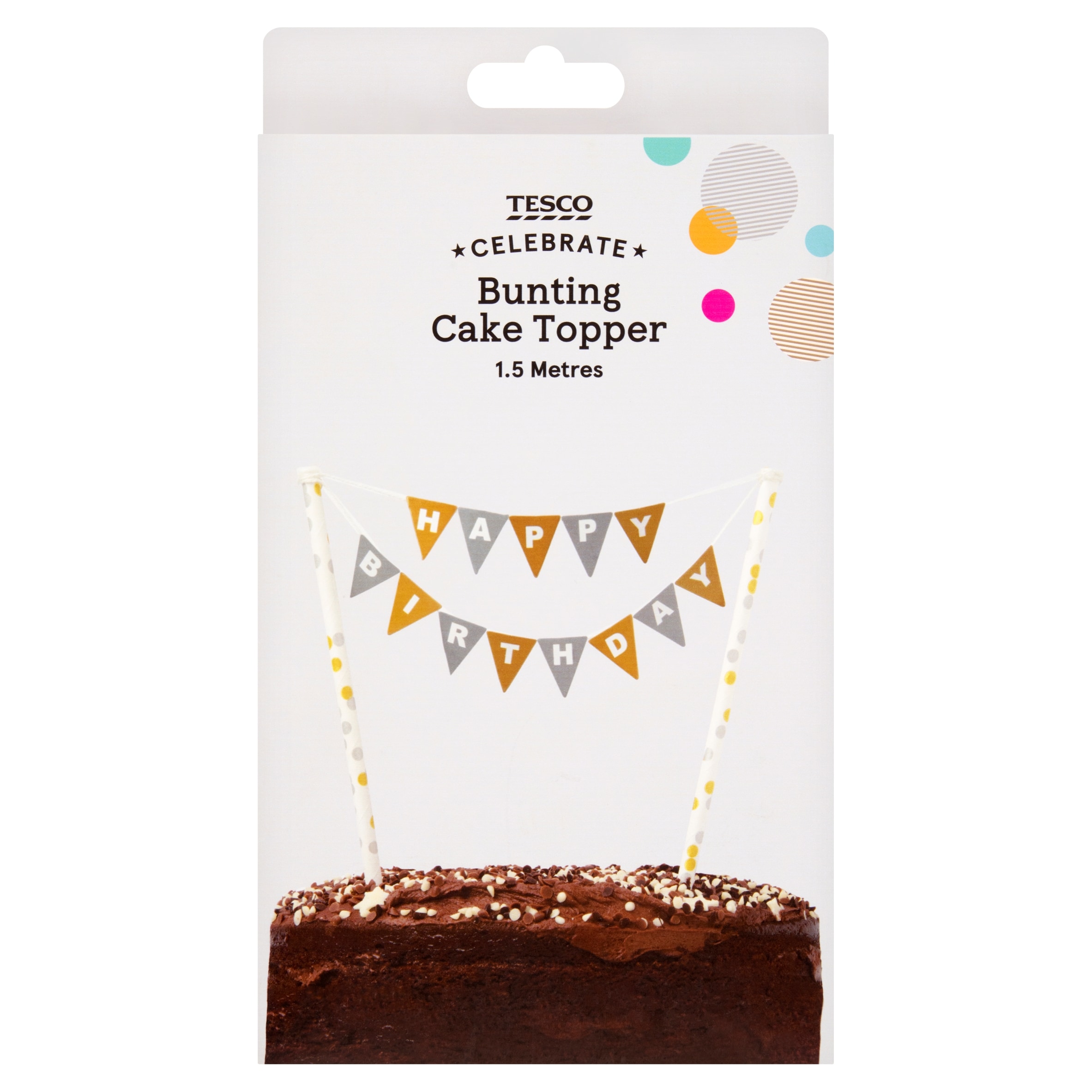 Tesco Bunting Cake Topper Gold & Silver 1.5 M