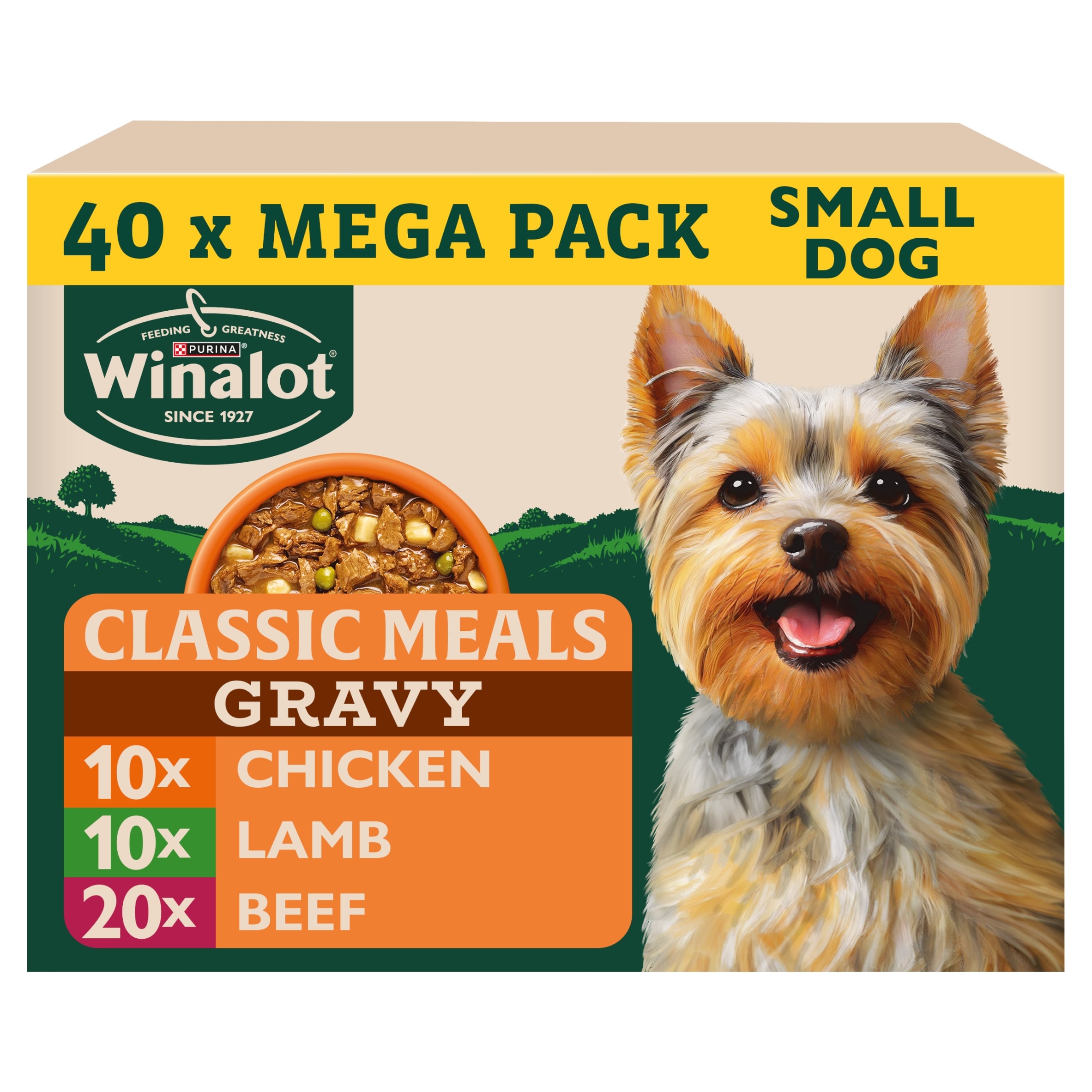 WINALOT Meaty Chunks Small Dog Mixed in Gravy Wet Dog Food 40x85g