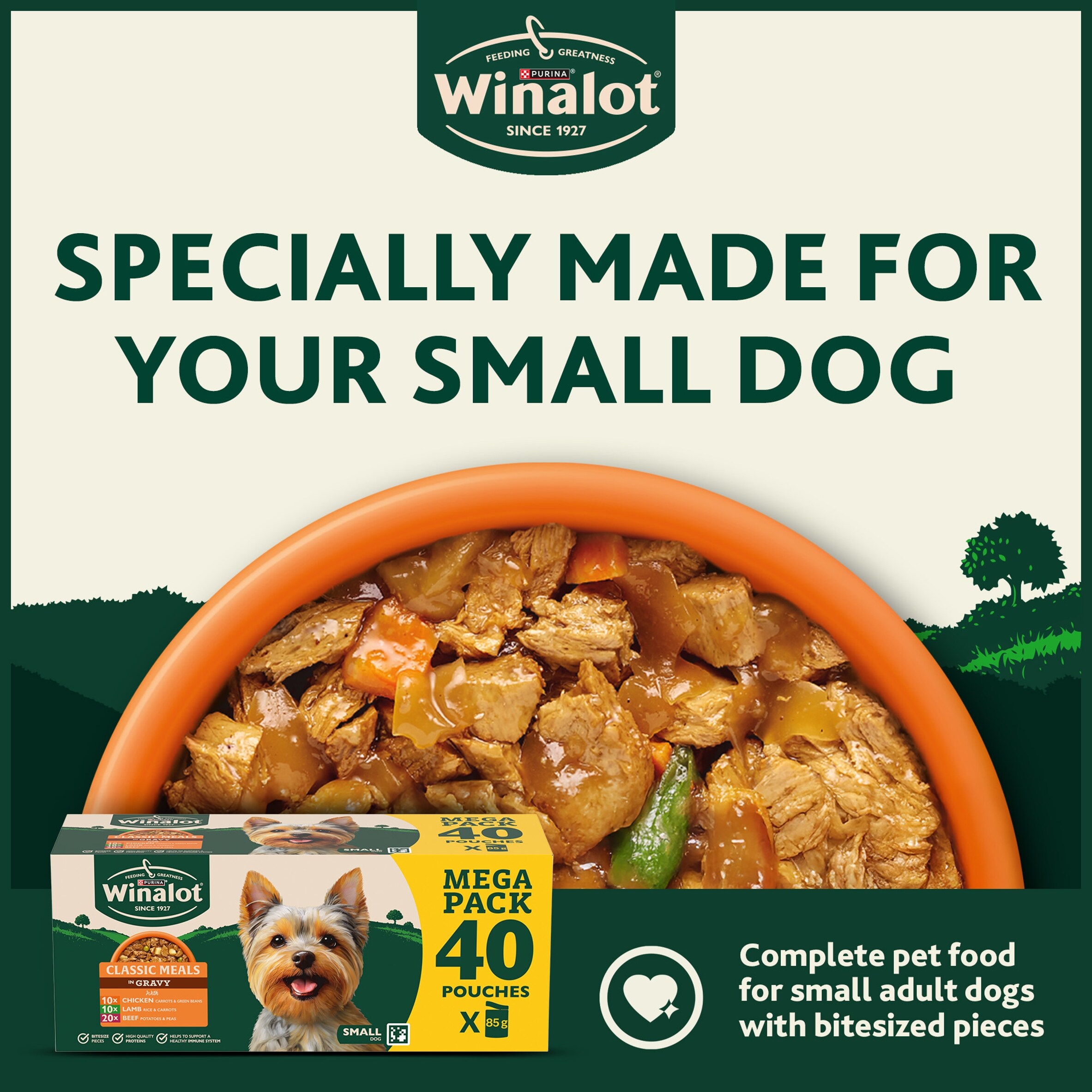 WINALOT Meaty Chunks Small Dog Mixed in Gravy Wet Dog Food 40x85g thumbnail 3