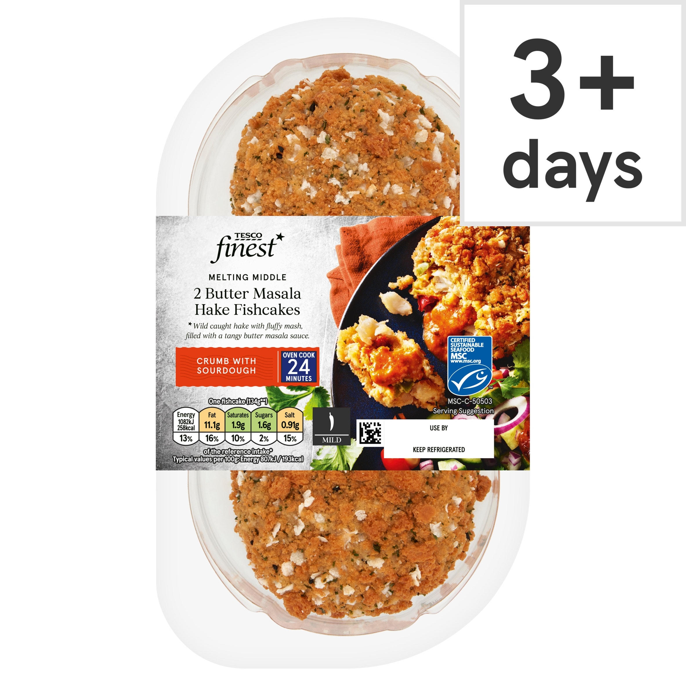 Tesco Finest 2 Butter Masala Hake Fishcakes 290g