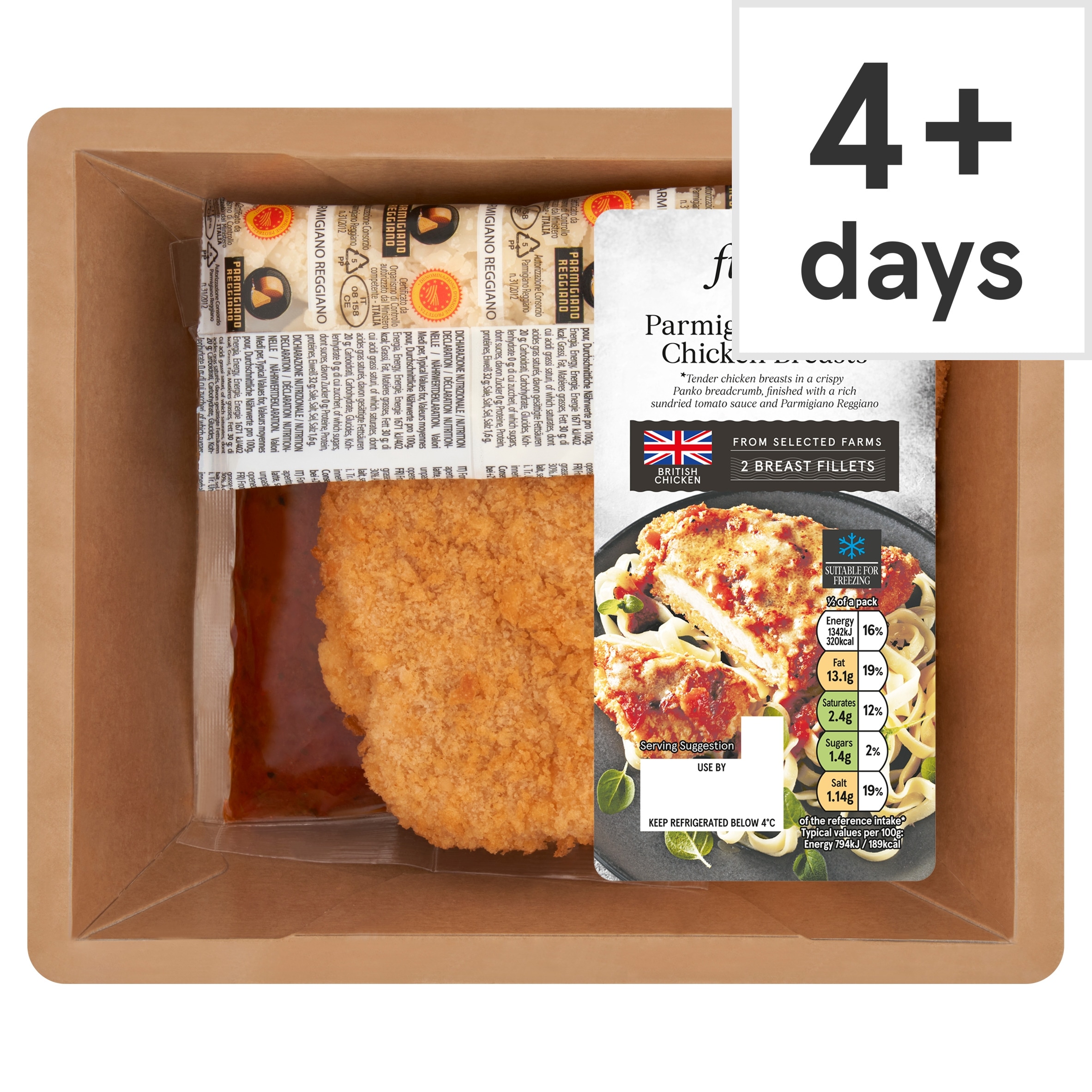 Tesco Finest Parmesan Parmigiana Crispy Chicken Breasts 420g