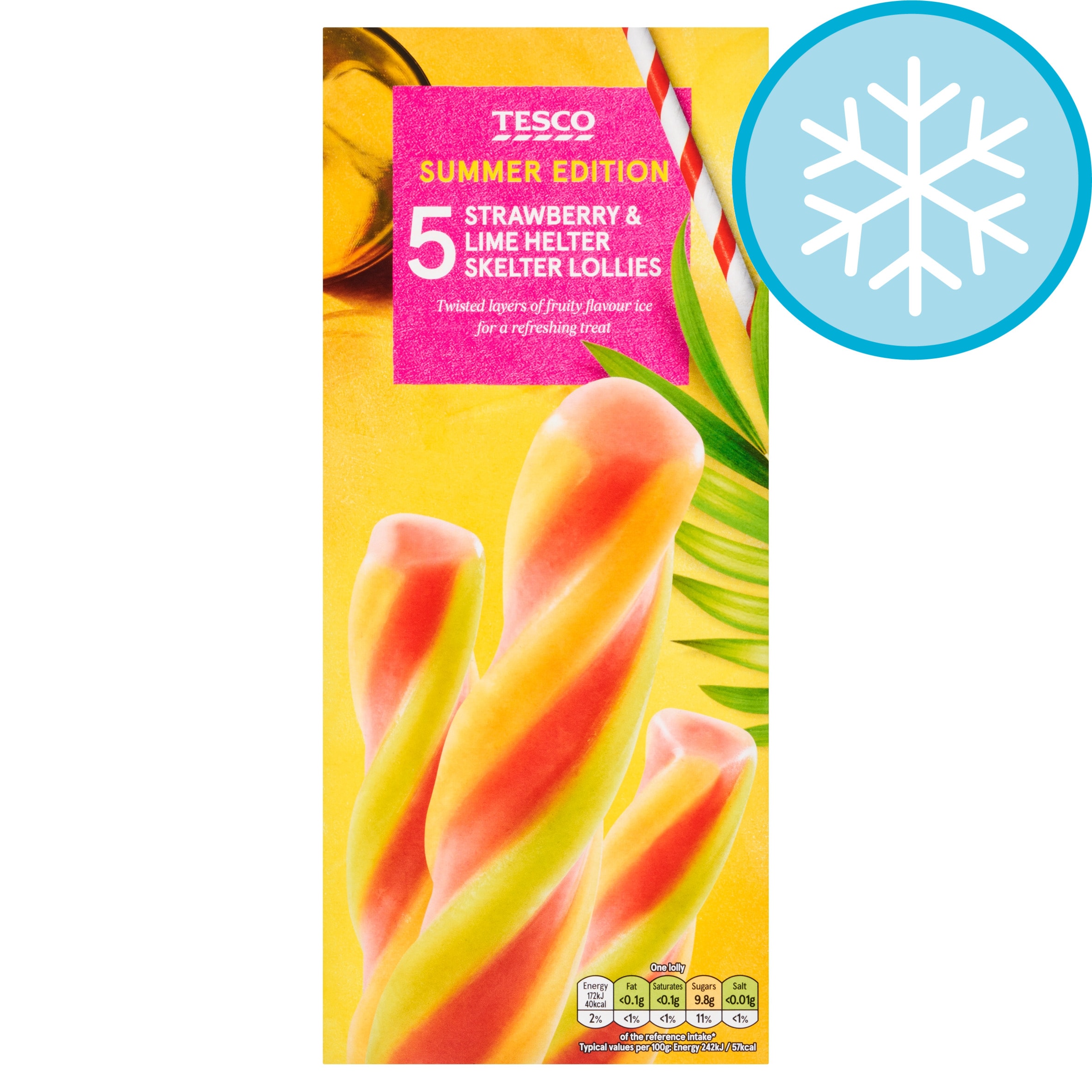 Tesco Strawberry & Lime Helter Skelter Ice Lollies 5x70ml