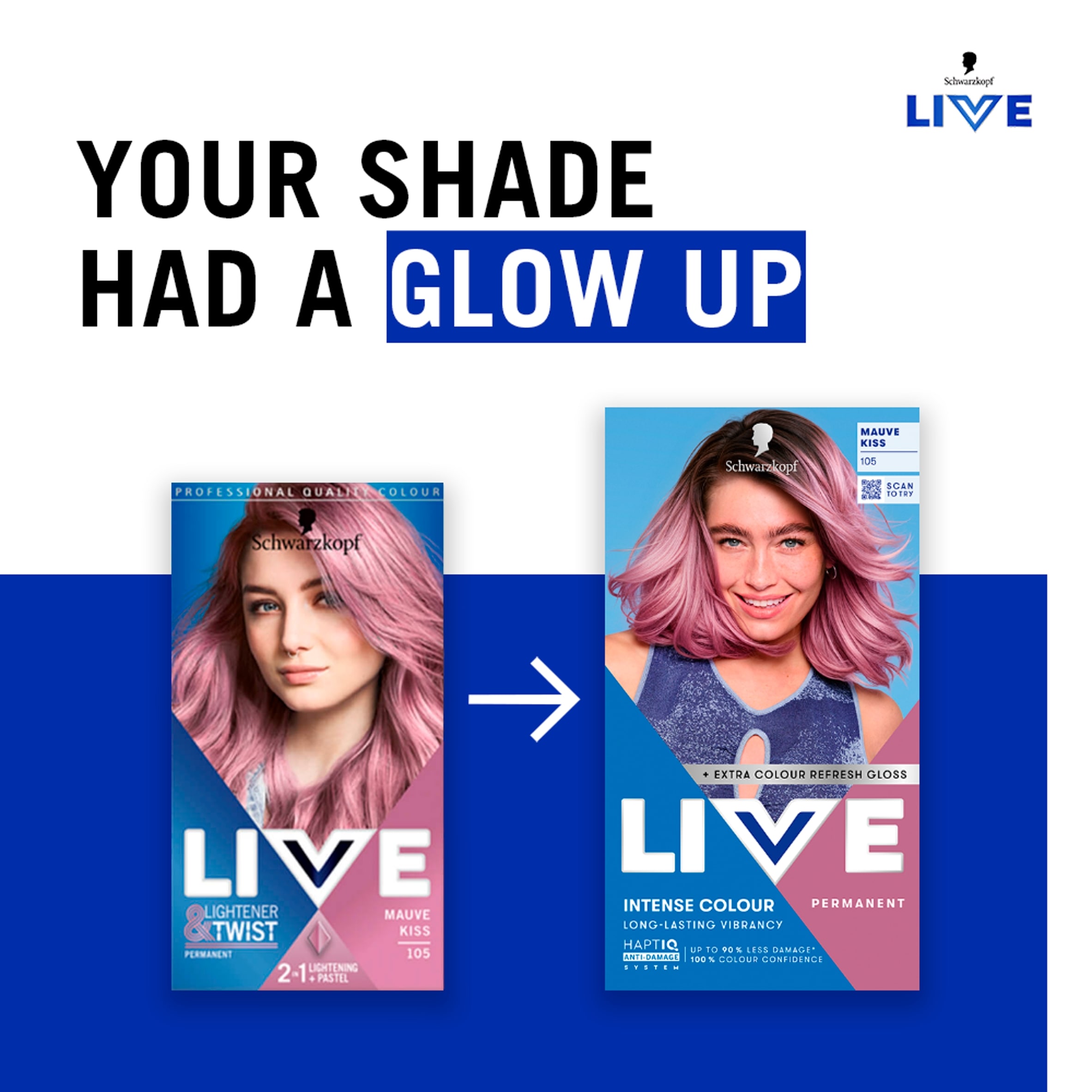 Schwarzkopf LIVE Intense Colour 105 Mauve Kiss Permanent Hair Dye thumbnail 2