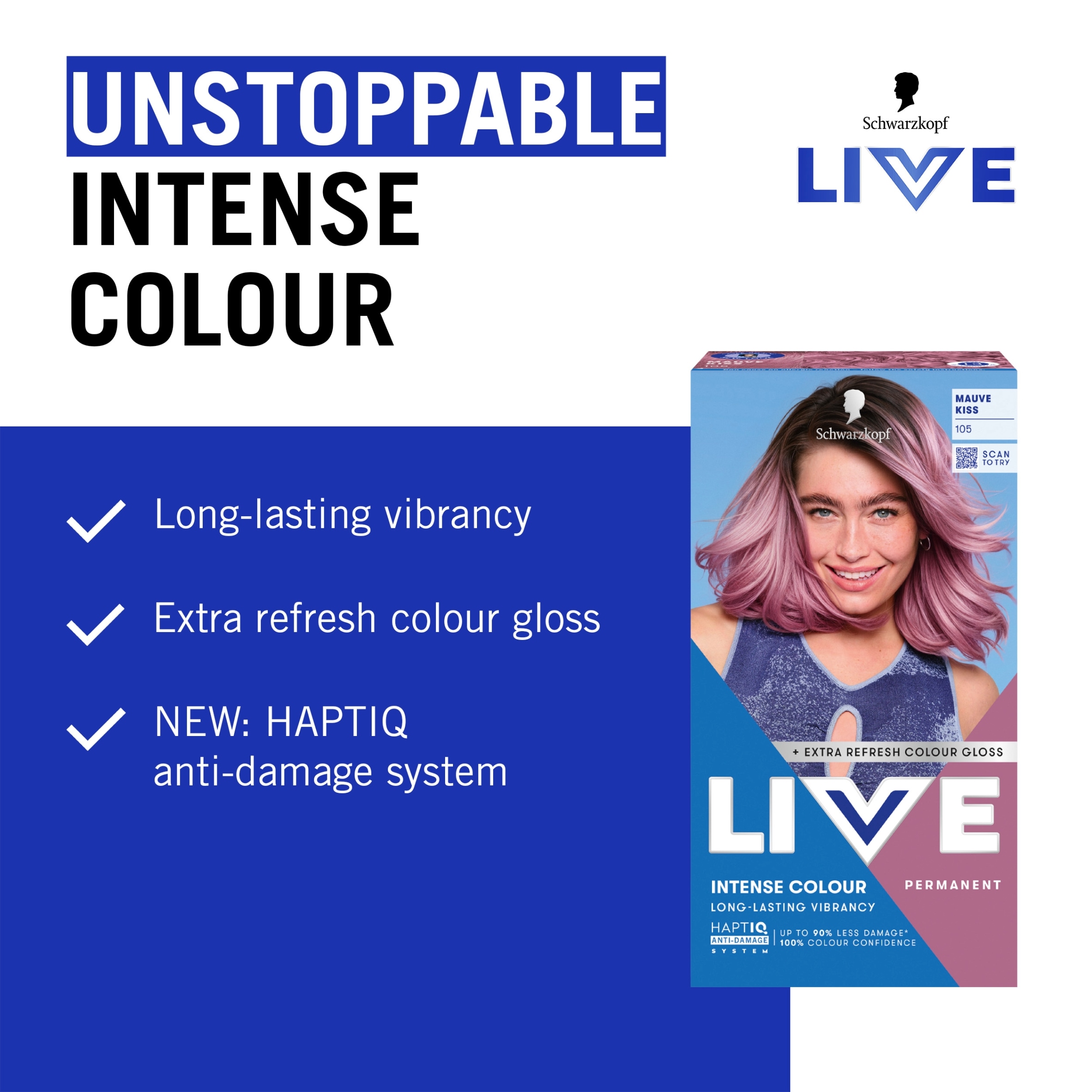Schwarzkopf LIVE Intense Colour 105 Mauve Kiss Permanent Hair Dye thumbnail 3