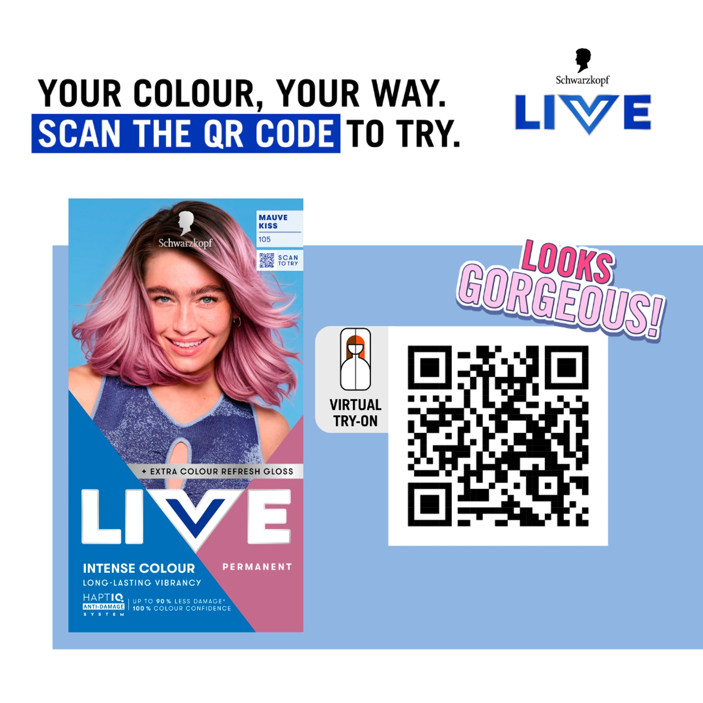 Schwarzkopf LIVE Intense Colour 105 Mauve Kiss Permanent Hair Dye thumbnail 4
