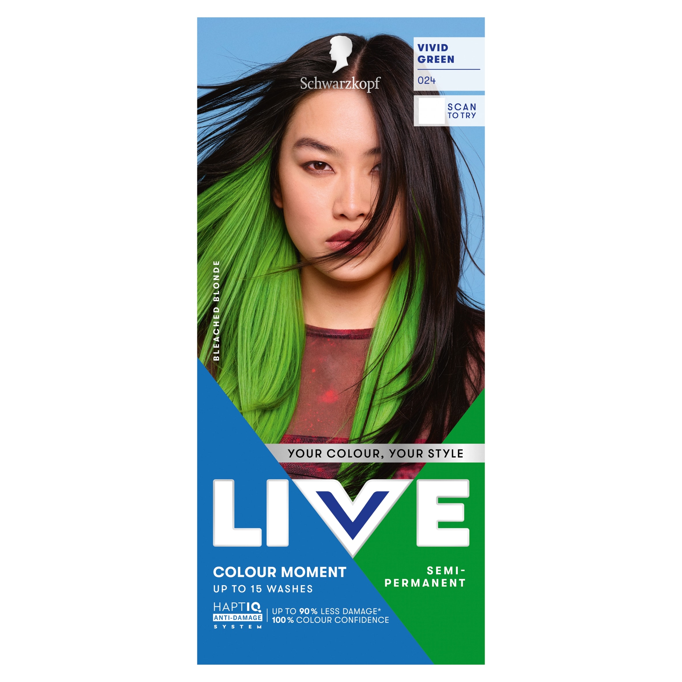 Schwarzkopf LIVE Colour Moment 024 Vivid Green Semi-Permanent Hair Dye