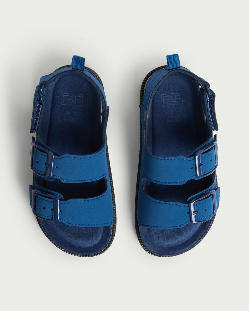 F&F Boys Double Strap Buckle Sandals in Blue thumbnail 2