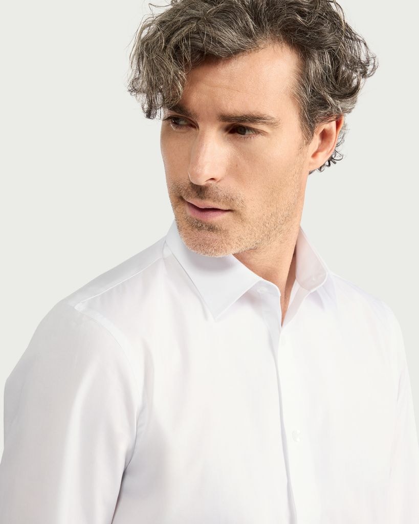 F&F Slim Fit Easy Iron Single Cuff Smart Shirt in White thumbnail 2