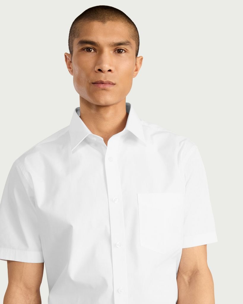 F&F Regular Fit Easy Iron Short Sleeved Formal Shirt in White thumbnail 2