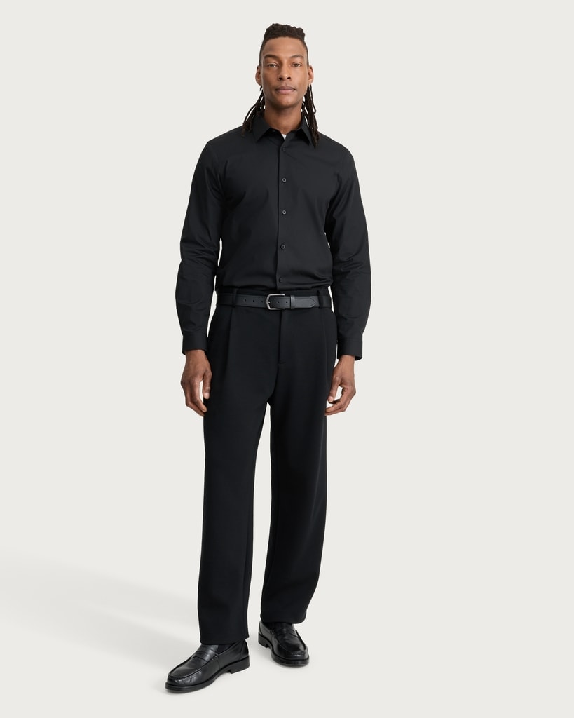 F&F Slim Fit Easy Iron Single Cuff Smart Shirt in Black thumbnail 2