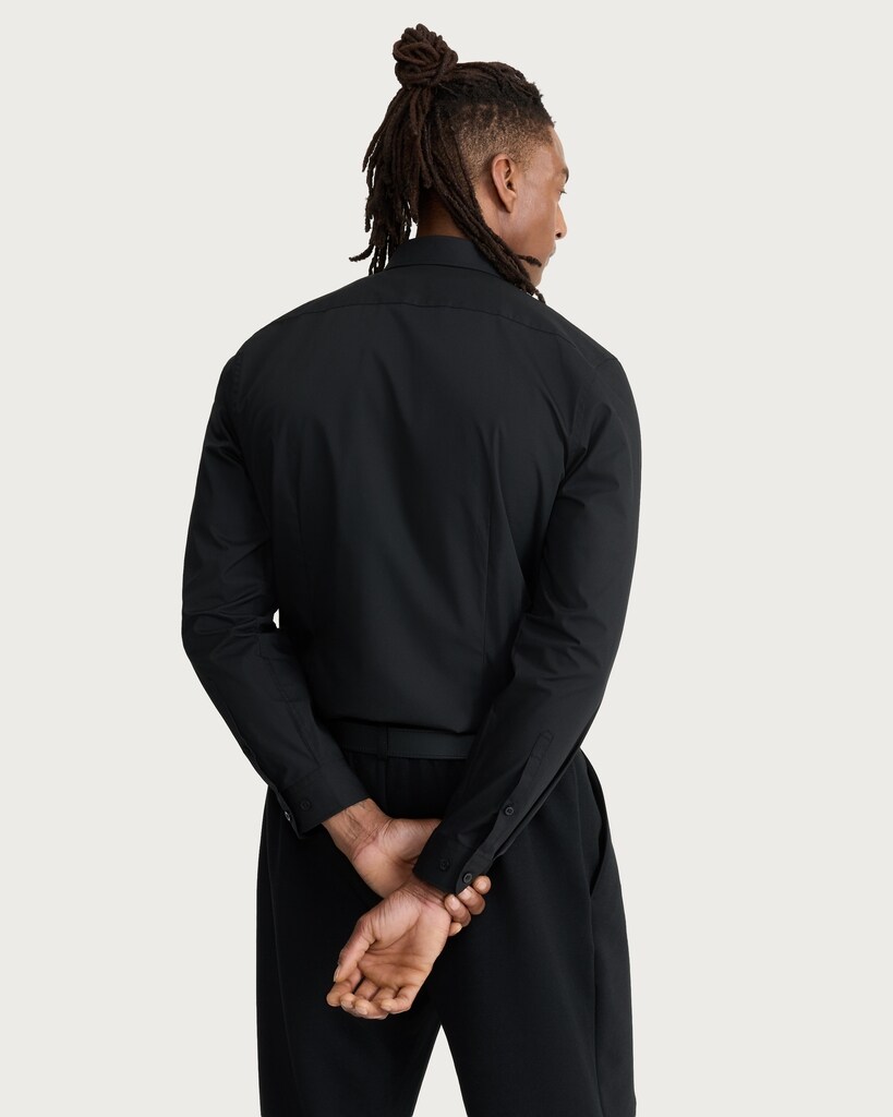 F&F Slim Fit Easy Iron Single Cuff Smart Shirt in Black thumbnail 3