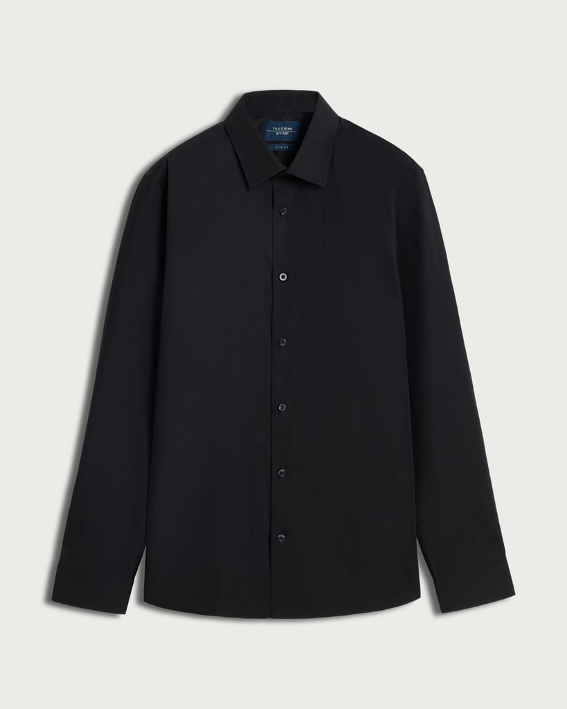 F&F Slim Fit Easy Iron Single Cuff Smart Shirt in Black thumbnail 4