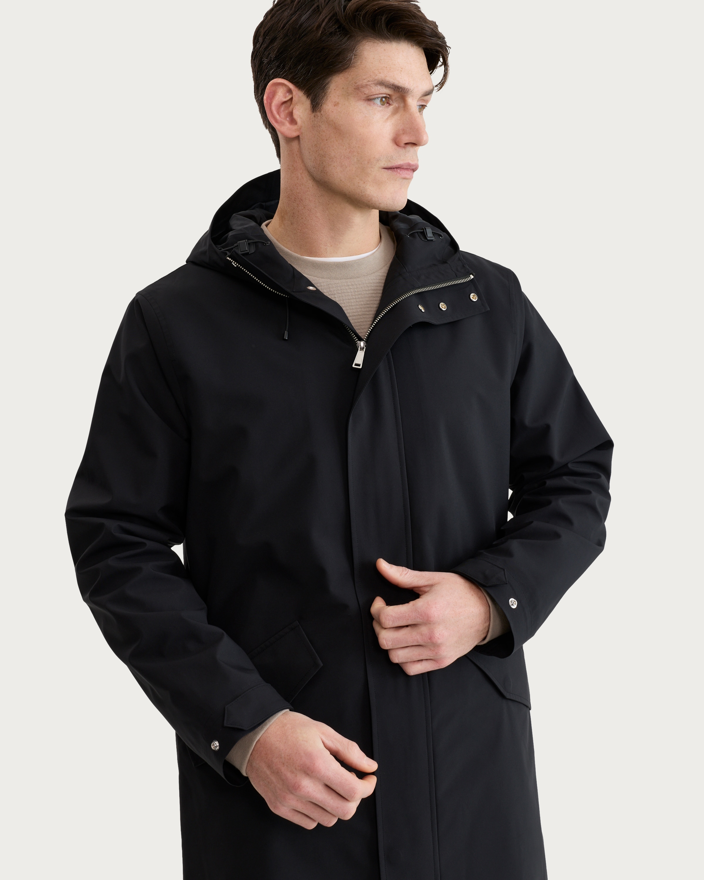 The F&F Edit Hooded Longline Coat in Black