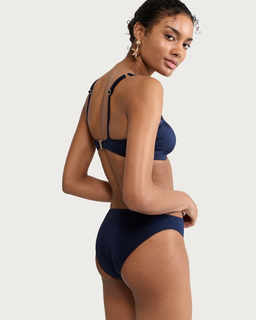 F&F High Shine Bikini Bottoms in Navy thumbnail 3