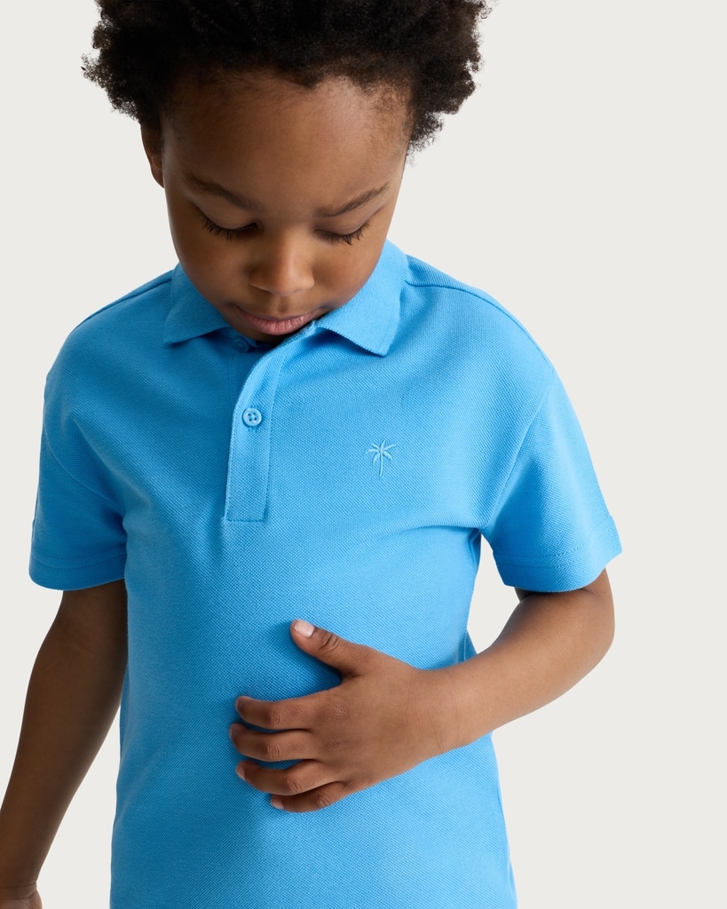 F&F Boys Pure Cotton Embroidered Polo Shirt in Blue thumbnail 2