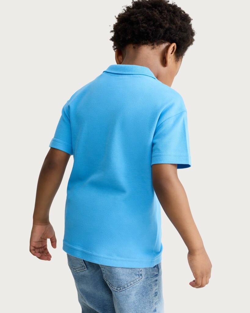 F&F Boys Pure Cotton Embroidered Polo Shirt in Blue thumbnail 3