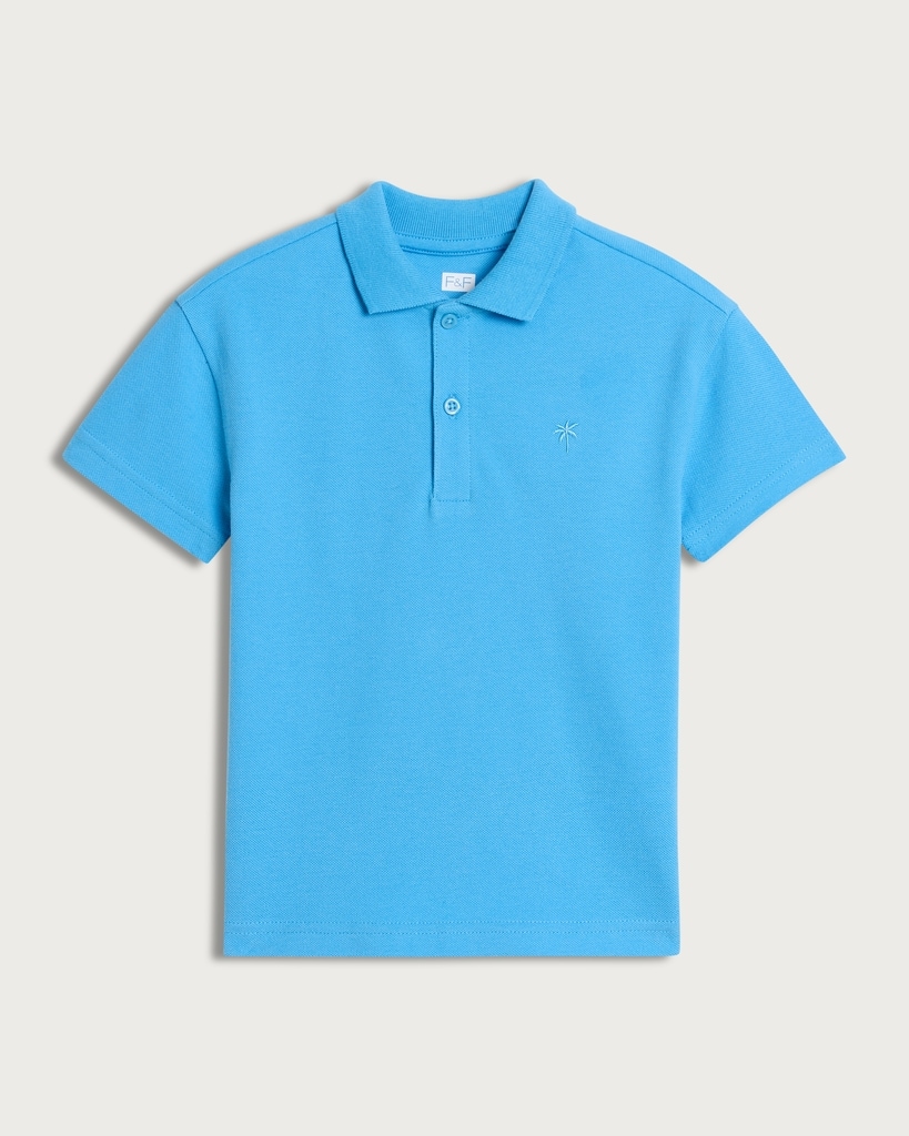 F&F Boys Pure Cotton Embroidered Polo Shirt in Blue thumbnail 4