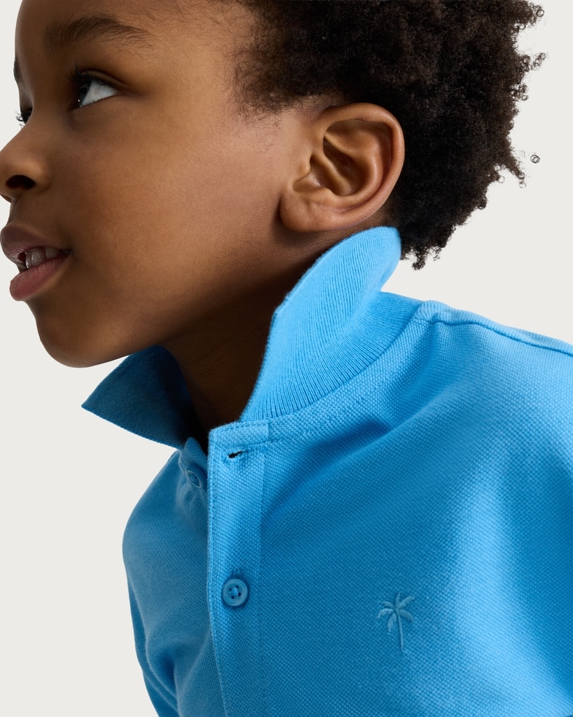 F&F Boys Pure Cotton Embroidered Polo Shirt in Blue