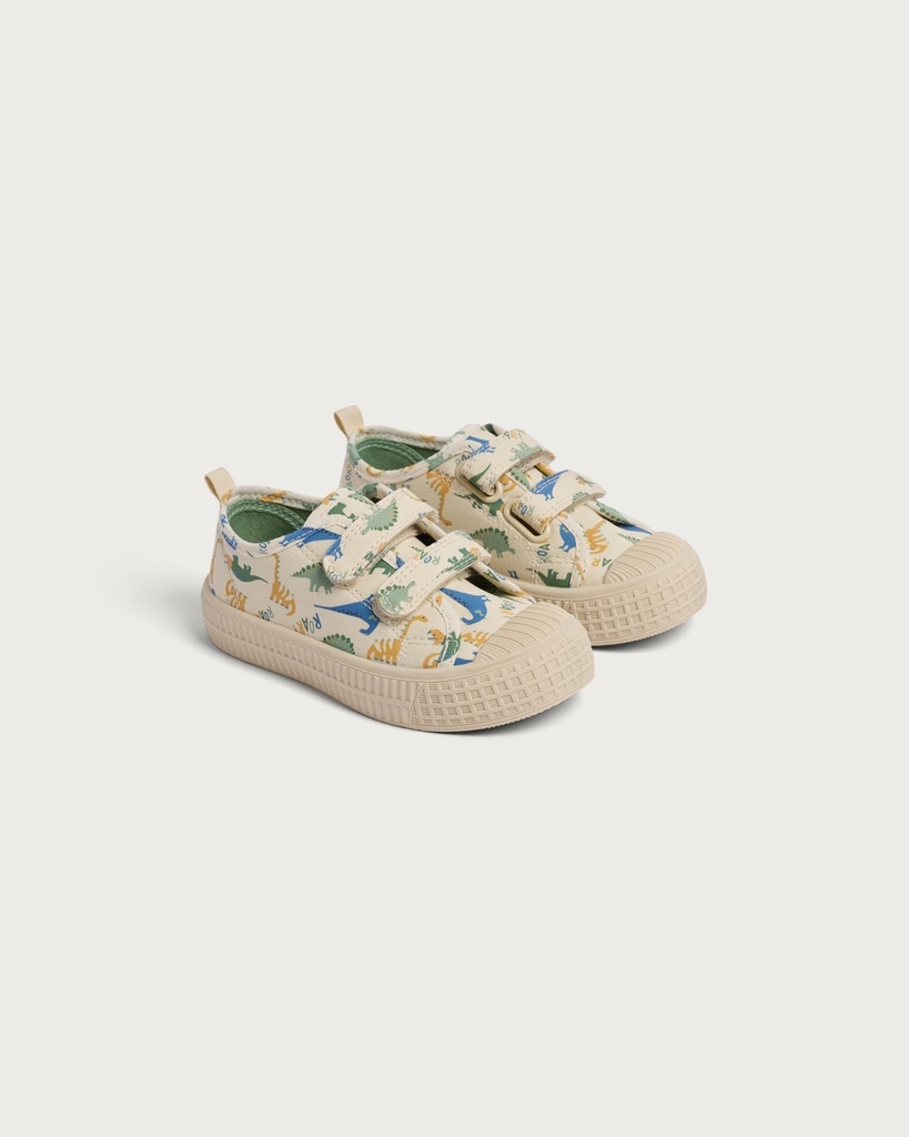 F&F Boys Dinosaur Print Touch Strap Fastening Trainers in Multi