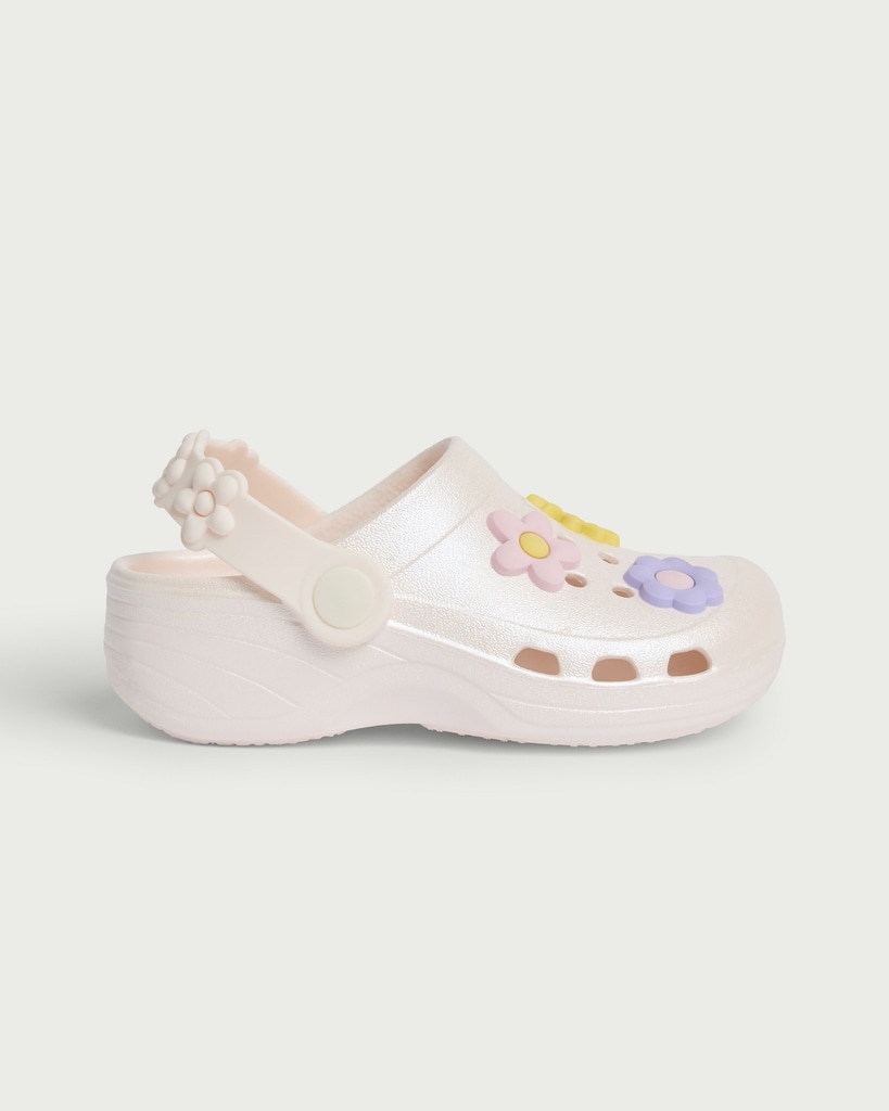 F&F Girls Floral Clogs in Cream