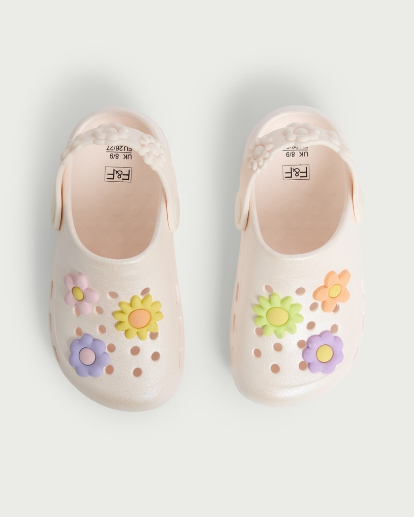 F&F Girls Floral Clogs in Cream thumbnail 2