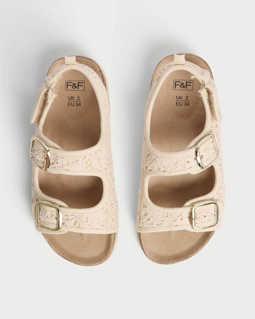 F&F Girls Buckle Strap Sandals in Neutral thumbnail 2