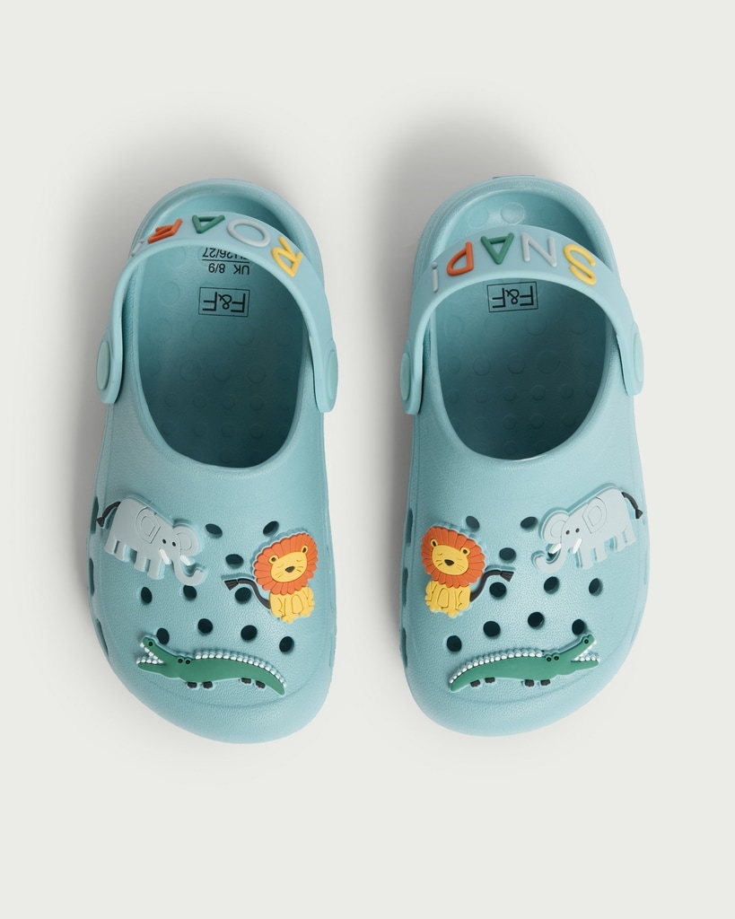 F&F Boys Animal Safari Clogs in Turquoise thumbnail 2