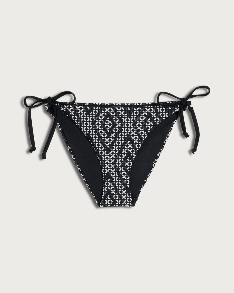 F&F Geometric Print Tie Side Bikini Bottoms in Multi Black thumbnail 4