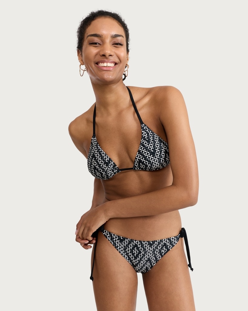F&F Geometric Print Triangle Bikini Top in Multi Black