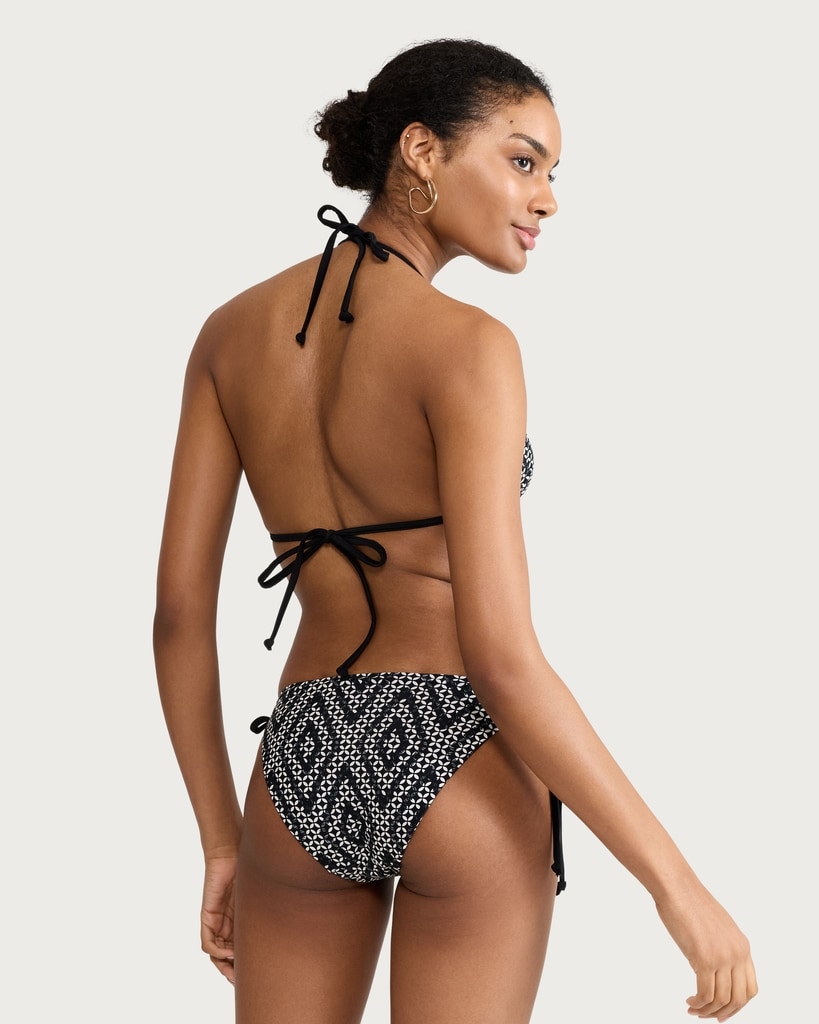 F&F Geometric Print Triangle Bikini Top in Multi Black thumbnail 3