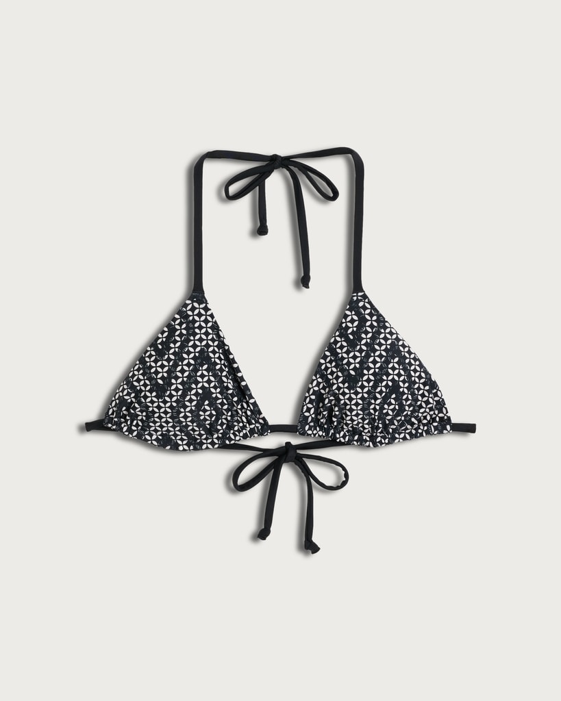 F&F Geometric Print Triangle Bikini Top in Multi Black thumbnail 4