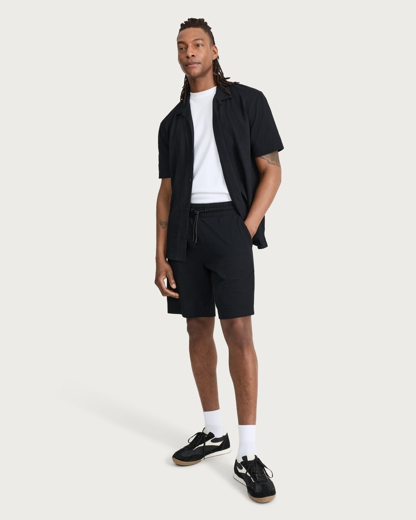 F&F Cotton Rich Textured Drawstring Shorts in Black thumbnail 2