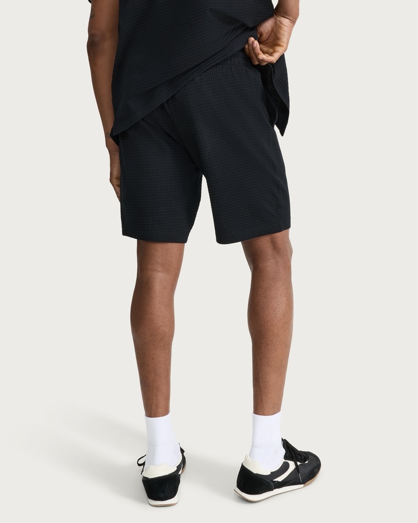 F&F Cotton Rich Textured Drawstring Shorts in Black thumbnail 3