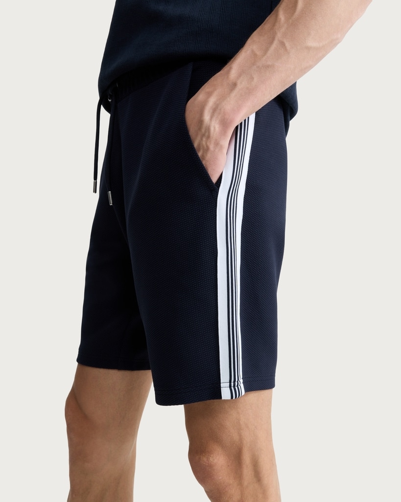 F&F Textured Side Stripe Drawstring Shorts in Navy
