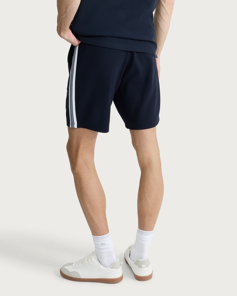 F&F Textured Side Stripe Drawstring Shorts in Navy thumbnail 3