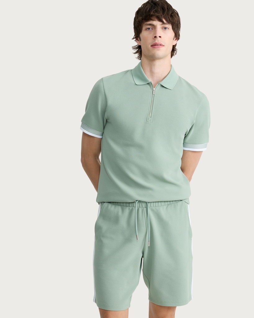 F&F Textured Side Stripe Drawstring Shorts in Green