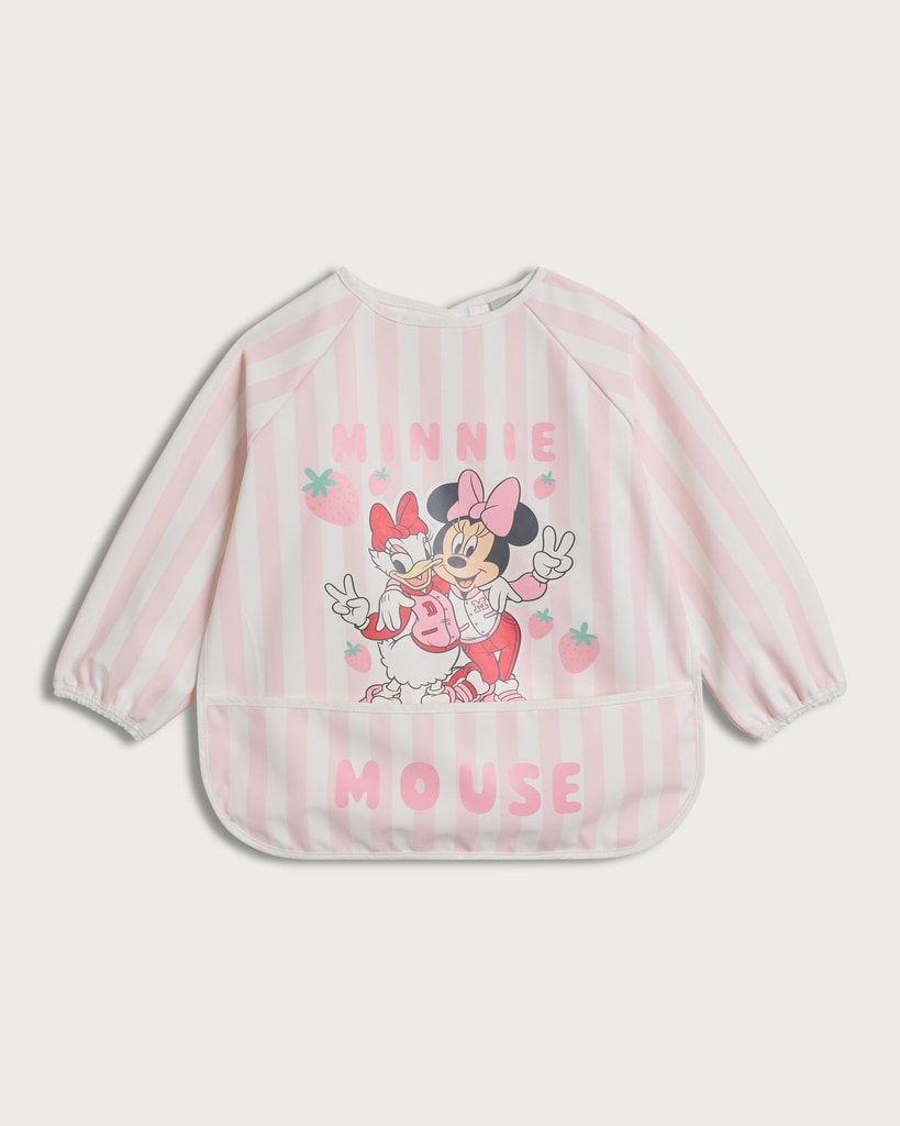 Disney Minnie Mouse Striped Long Sleeved Bib in Pink