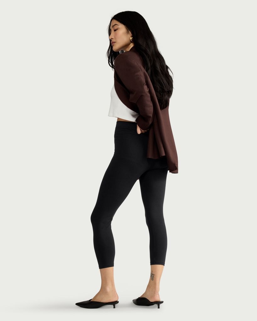 F&F 2-Pack Cotton Rich Cropped Leggings in Black thumbnail 3