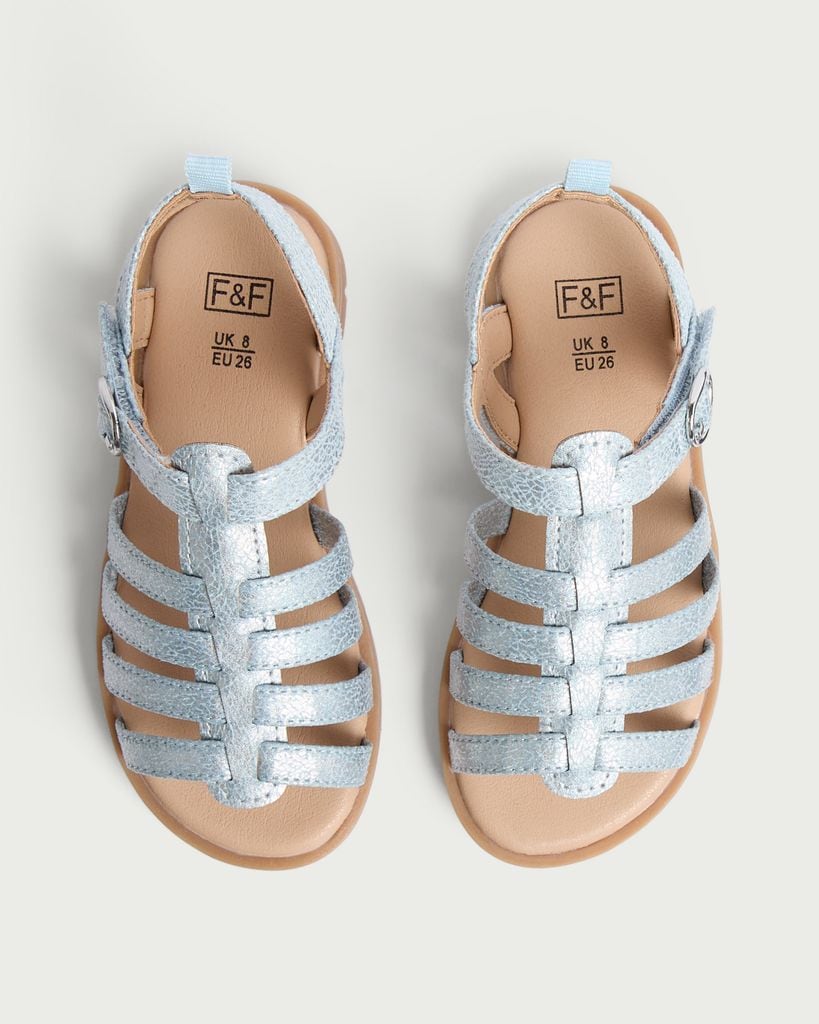 F&F Girls Textured Strappy Sandals in Blue thumbnail 2