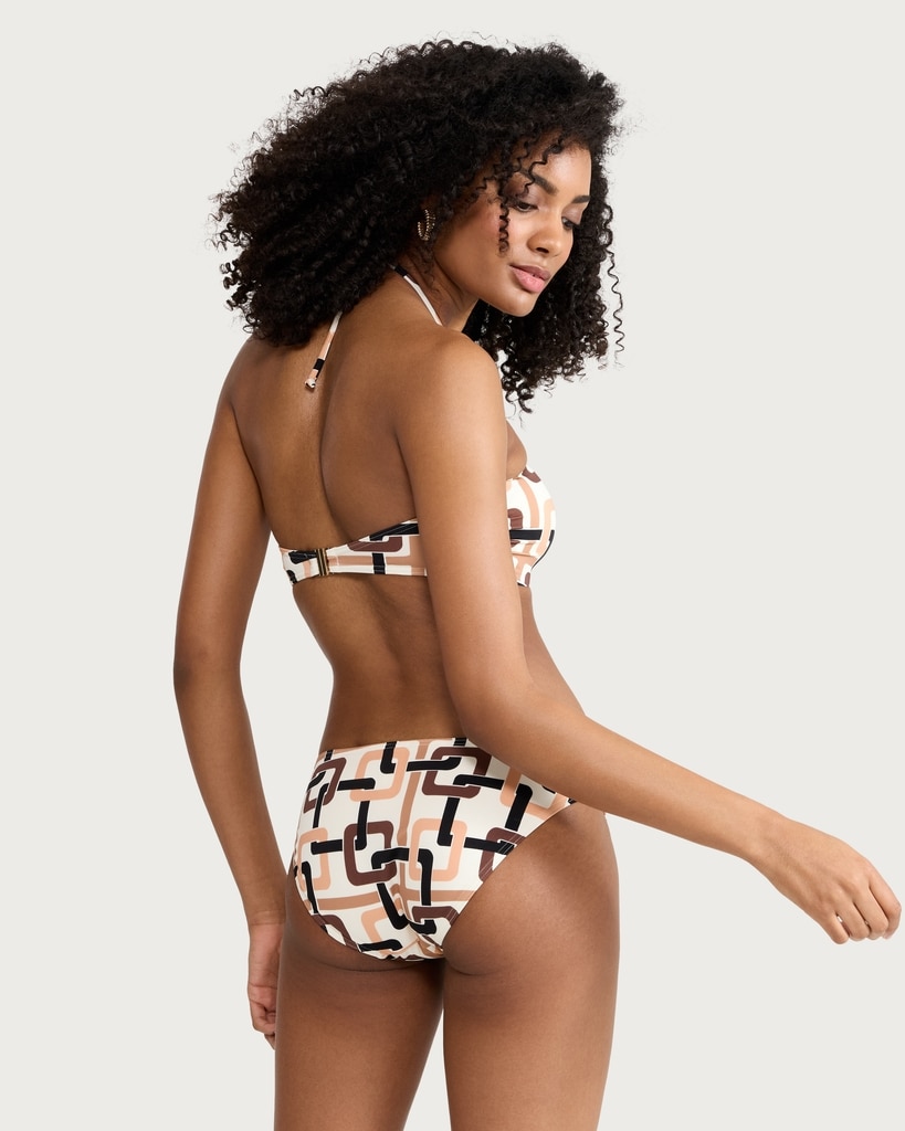 F&F Chain Print Bikini Bottoms in Multi Orange thumbnail 3